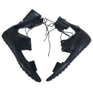 Nike 8 Gladiator Sandals Black Leather Cutouts Lace Up Ankle Straps Womens Shoes